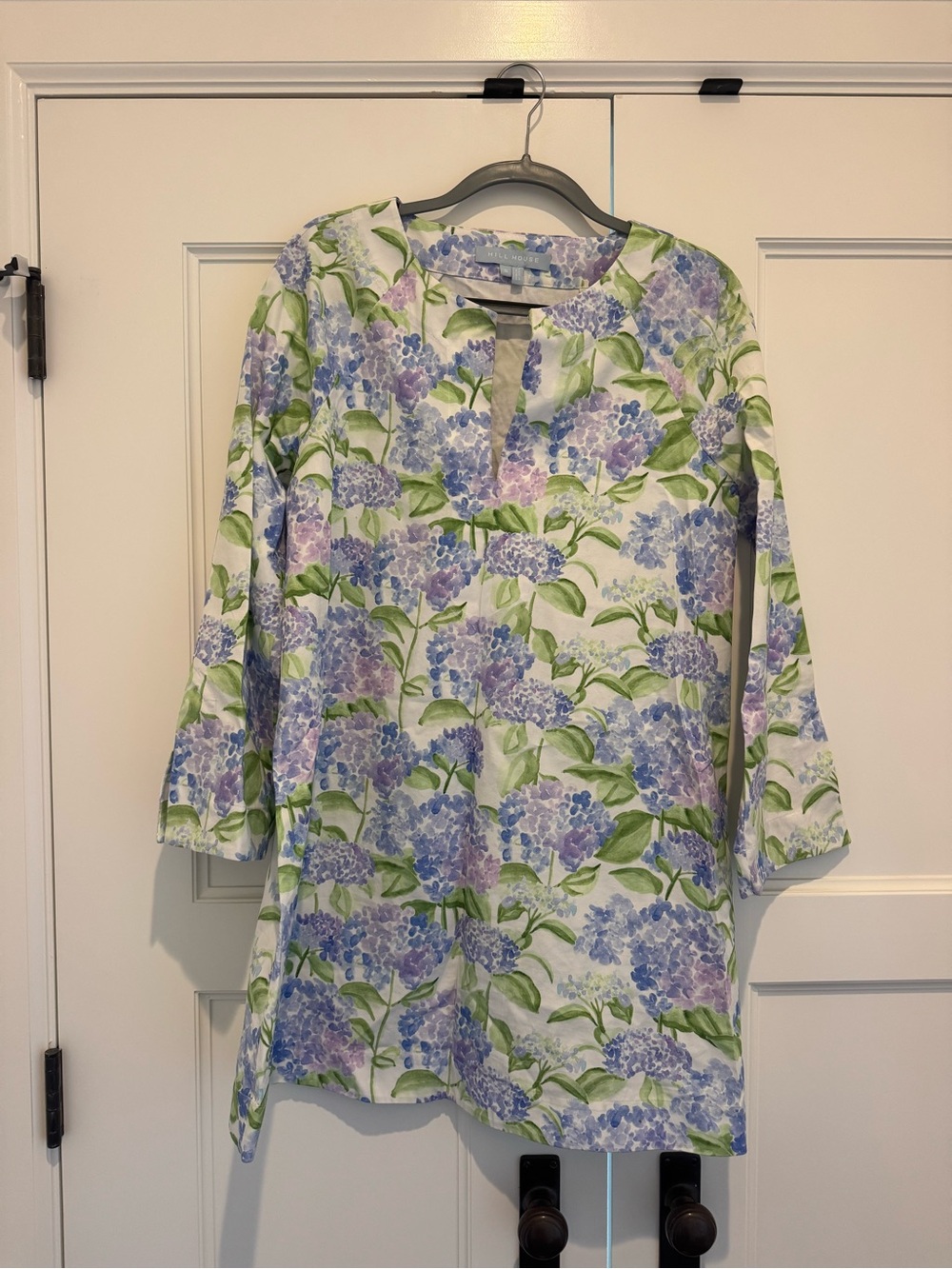 Hill House Hydrangea Print Split-Neck Tunic - Blue & Green